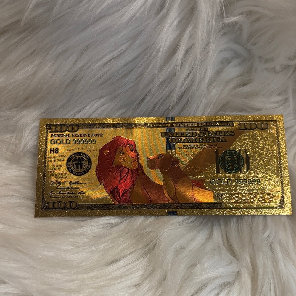 24k gold foil plated Lion King Banknote Disney Collectible